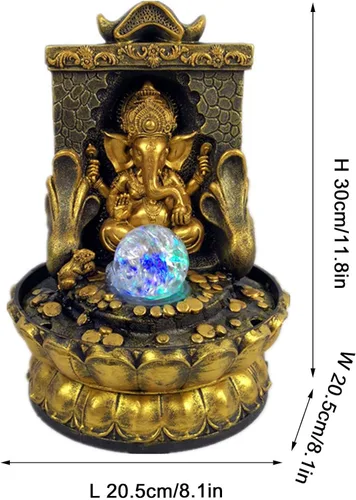 Vista 2 de Fuente de agua para interiores, estatuas de Ganesha, estatuto de Buda de elefante, fuente de mesa, relajante flujo de agua de meditación, fuente zen