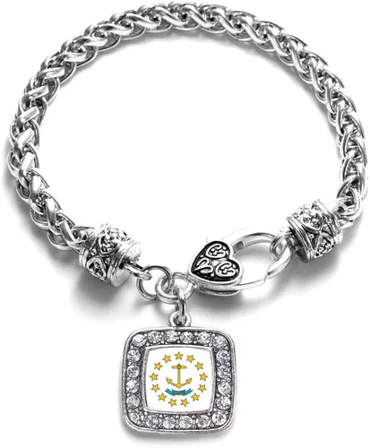 Vista 150 de Pulsera de dijes cuadrados de plata con joyería de circonita cúbica