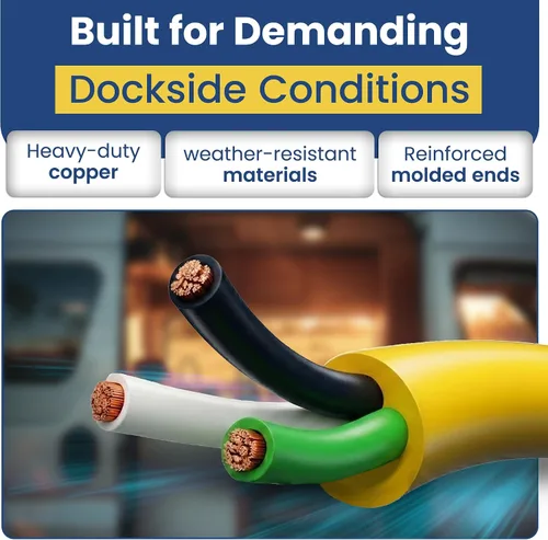 Vista 4 de Adaptador de corriente de 30 amperios macho a 50 amperios hembra, 18 pulgadas, 125 V macho a 125/250 V hembra adaptador de coleta de barco marino