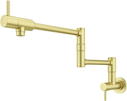 Vista 3 de Pfister Lita Pot Filler - Grifo de cocina, 2 asas, montaje en pared, un solo agujero, acabado dorado cepillado, GT533PFBG