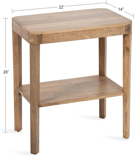 Vista 3 de Kate and Laurel Talcott Mid-Century - Mesa auxiliar rectangular de madera, 22 x 14 x 26 pulgadas, madera natural, mesa auxiliar decorativa