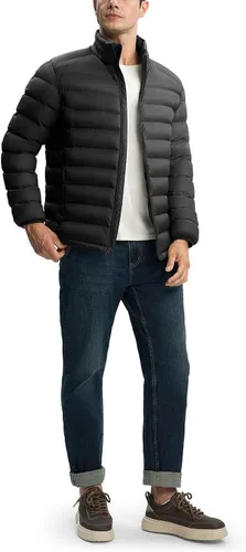 Vista 7 de YSENTO Men's Down Alternative Jackets Lightweight Water-Resistant Winter Insulated Puffer Coat Detachable Hood