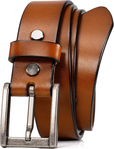 Vista 8 de WOLFANT Cinturones de cuero granulado resistentes para hombre de grano completo, 100% cuero italiano sólido real