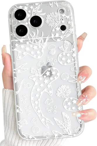 Vista 34 de NITITOP Funda para iPhone 13 Clear Sea Animal - Pez negro Pescado Negro