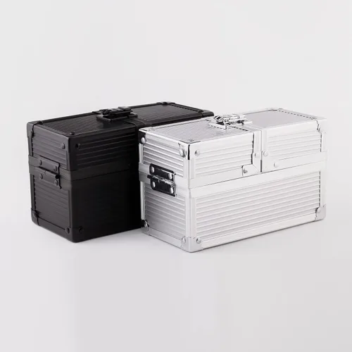 Vista 5 de Caja de dados de doble metal negro para protector de cubierta de almacenamiento de tarjetas comerciales TCG Ultra Pro Sleeve MTG Magic FaB YGO