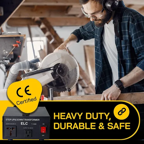 Vista 6 de Transformador de voltaje para aumentar o disminuir la tensión. 110 v/220 v, circuito de bloqueo de protección, de la marca ELC