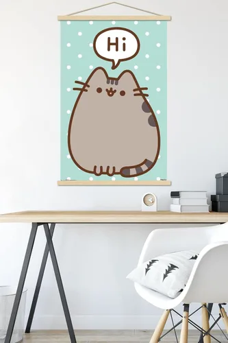Vista 5 de Trends International Pusheen - Póster de pared de alta calidad, 22.375 x 34 pulgadas, paquete de impresión premium y colgador de madera de haya