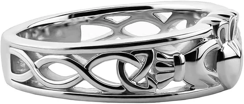 Vista 2 de Anillo Claddagh de oro blanco de 14 K ULG-6157W