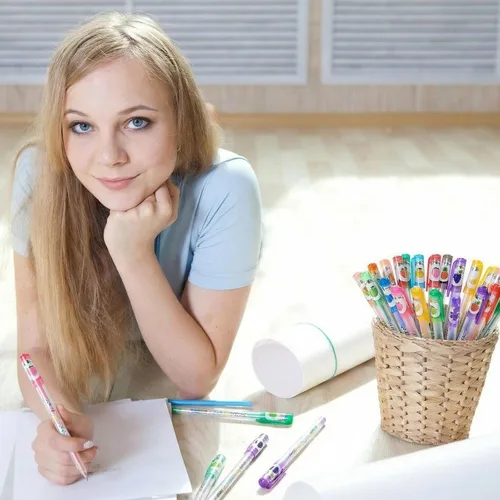 Vista 5 de Yexiya 72 bolígrafos de gel perfumados con purpurina multicolor, divertidos y lindos bolígrafos perfumados de frutas para artes, manualidades