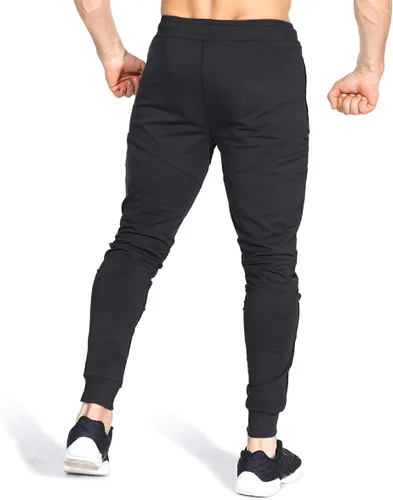 Vista 4 de ZENWILL Pantalones de entrenamiento cónicos para hombre, pantalones deportivos de entrenamiento ajustados con bolsillos con cremallera