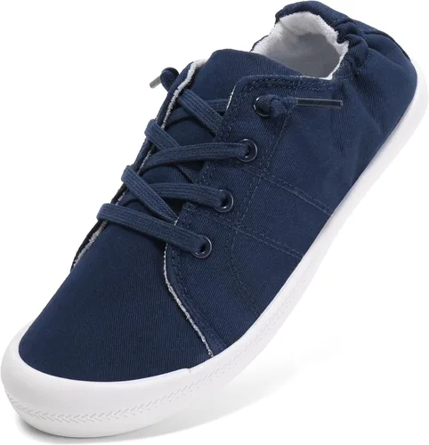 Vista 11 de STQ Zapatos deportivos sin cordones para mujer, cómodos zapatos de lona casuales Todo negro