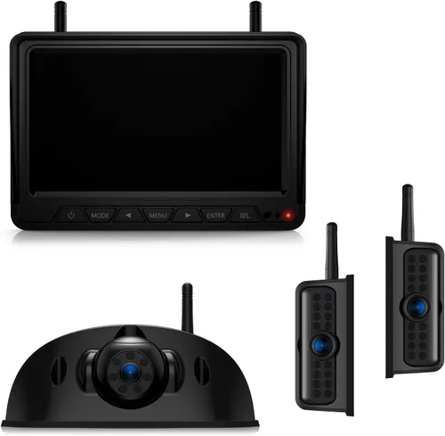 Vista 9 de Fookoo Sistema de cámara de respaldo inalámbrica HD 1080P de 7" para RV Furrion pre-cableado, furgoneta camper, monitor DVR IPS de 7" y cámara