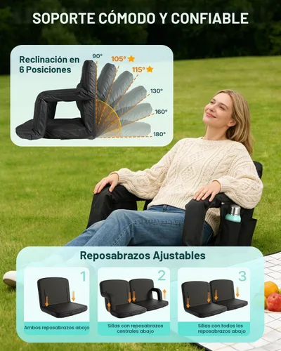 Vista 8 de HOPERAN Asientos de estadio con calefacción de doble cara para gradas con soporte de espalda, 3 niveles de calefacción, asientos con respaldo