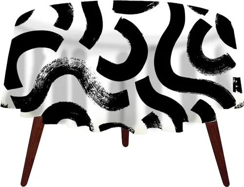 Vista 80 de Pomp - Mantel premium de poliéster con estampado abstracto de 52 x 52 pulgadas cuadradas Tela de fácil cuidado, resistente a arrugas y manchas