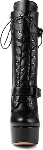 Vista 4 de ANN CREEK Botas de tacón de aguja ultra altas 'Batian' con plataforma y cordones