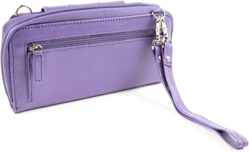 Vista 4 de WalletBe Cartera RFID para mujer, bolso cruzado de cuero con acordeón guijarro
