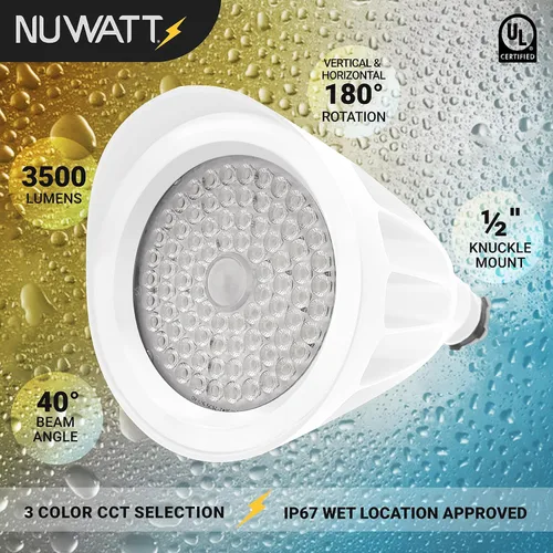 Vista 6 de NUWATT Luz de inundación de bala de 25 W, luces LED de paisaje para exteriores, 3500 LM iluminación exterior brillante para patio, 30K/40K/50K