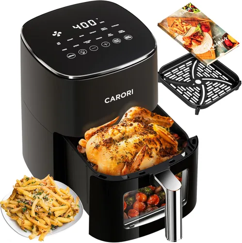 Vista 20 de CARORI Freidora de aire de 6 cuartos con ventana de visión, 12 preajustados, gran capacidad, 400 ℉ máximo crujiente, 1700 W comidas rápidas incluso