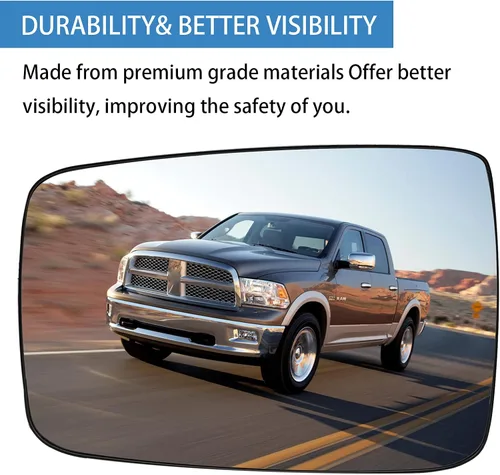 Vista 9 de Espejo retrovisor calefactado para el lado del conductor compatible con Dodge Ram Pick-Up 1500 2500 2009-2018 - Reemplazo 68079363AA 68050299AA