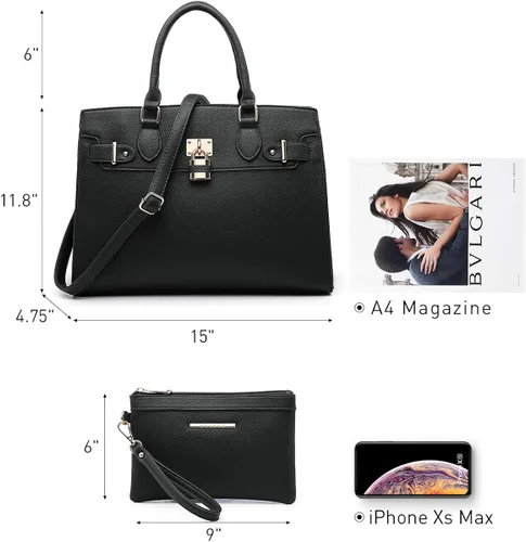 Vista 4 de Bolso de mano y bolsos para mujer con asa superior de avestruz bolsa de trabajo con cartera