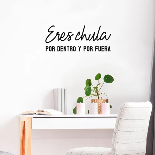 Vista 2 de Eres Chula Por Dentro y Por Fuera - 10 x 25 pulgadas - Calcomanía femenina española inspiradora inspiradora positiva para oficina, boutique, salón