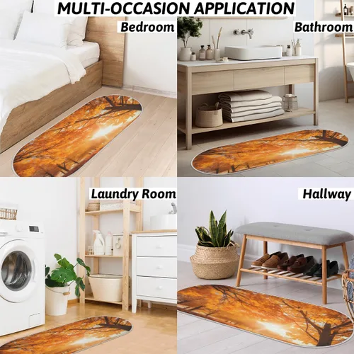 Vista 7 de cfpolar Maple Tree Forest Sunny Bathroom Rugs Non-Slip Bath Rug Microfiber Bath Mat Absorbent Kitchen Mats and Rugs Machine Washable Oval Plush
