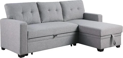 Vista 5 de LOVMOR Sofá modular convertible en forma de L de 82 pulgadas con diván de almacenamiento, cama extraíble, diseño de sofá esquinero reversible
