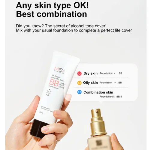 Vista 6 de MIBA Ion Calcio Mineral BB Cream 1.7 fl oz / 1.69 fl oz Materia prima patentada de iones minerales calcio. Cobertura fina pero abrumadora. Potencia