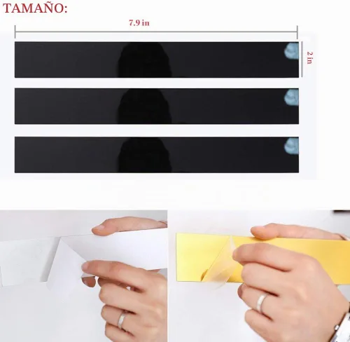 Vista 6 de 10 calcomanías de pared de espejo, diseño a rayas, espejo, azulejos, bricolaje, autoadhesivas, línea de pared, calcomanías de borde, láminas
