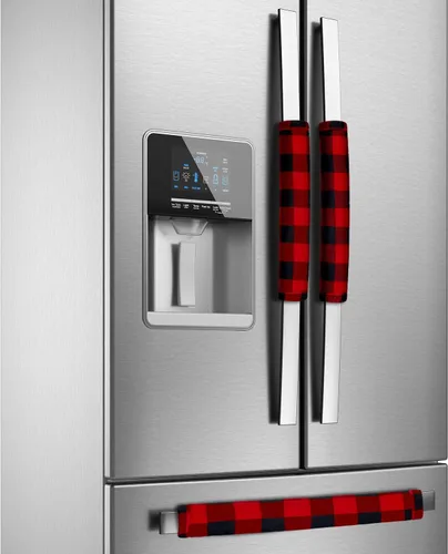 Vista 6 de Boao 6 piezas de cubiertas para manijas de puerta de refrigerador de Navidad, cubiertas gruesas de cuadros para gabinetes, cubiertas protectoras