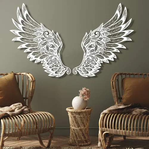 Vista 5 de Decoración de pared de alas de ángel de metal, decoración de pared de alas de ángel grandes, ángel de la guarda, escultura de pared de ángel, alas