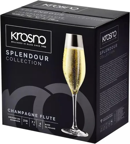 Vista 3 de Krosno Juego de 6 copas de champán, 7.10 onzas, colección Splendor