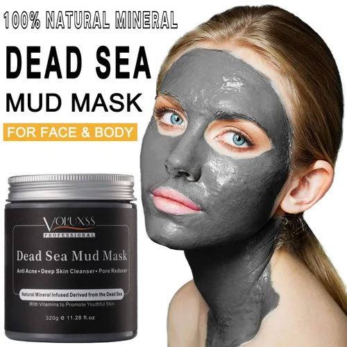 Vista 2 de Máscara de barro del Mar Muerto para cara y cuerpo, mascarilla de limpieza profunda para el acné, minimizador de poros, removedor natural de puntos