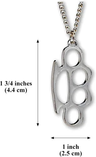 Vista 3 de Réplica "Knucks Charm" Collar colgante de plata pulida cadena de veinte pulgadas, Metal