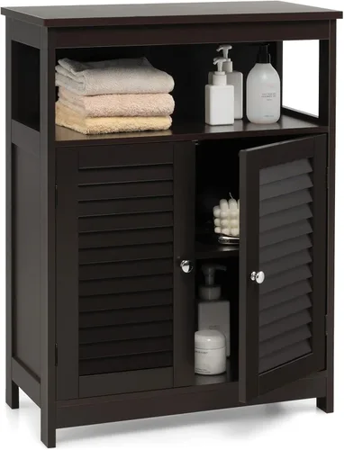 Vista 12 de MAT EXPERT Gabinete de madera independiente con estante ajustable de 3 posiciones, entrada, pasillo, sala de estar, 23.5 pulgadas de largo x 12