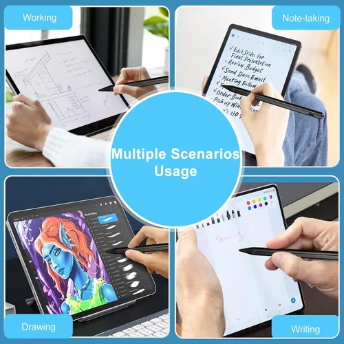 Vista 5 de Lápiz óptico activo para tableta Samsung Galaxy A9 A8 A7, punta de punta de punta de plástico con lápiz de dibujo preciso y preciso compatible