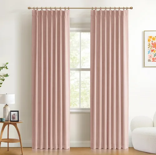 Vista 25 de 100% Blackout Shield Cortinas opacas con textura y aspecto de lino de 72 pulgadas de largo, juego de 2 paneles de cortinas opacas de lino sintético