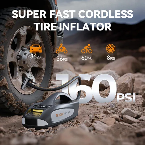 Vista 4 de Arrancador de 6000A con compresor de aire, arrancador de batería de automóvil portátil de 27000mAh 160PSI, paquete de batería de 12V