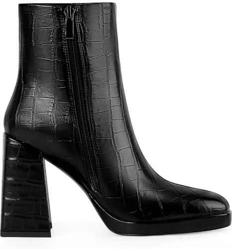 Vista 5 de ANN CREEK Botines de tacón grueso para mujer, con cremallera lateral, punta cuadrada, tacón alto, botas casuales