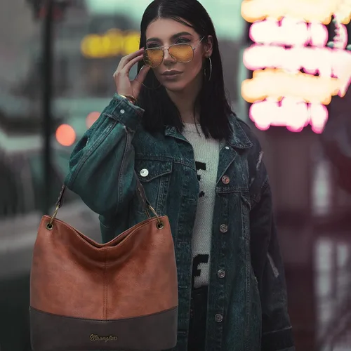 Vista 7 de Wrangler Hobo - Bolsas para mujer de cuero vegano con asa superior, bolsos de hombro y bolsos