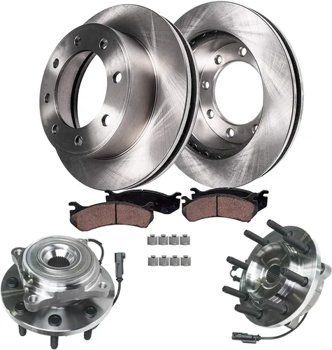 Vista 21 de Detroit Axle - Juego de 6 piezas de rotores de disco de freno delantero + pastillas de freno cerámicas de repuesto para Land Rover LR3 Range Rover