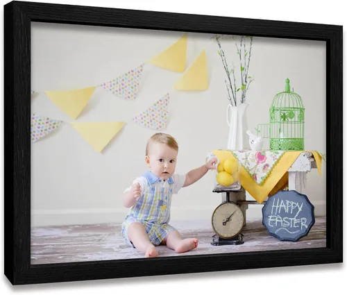 Vista 10 de Impresiones de lienzo personalizadas enmarcadas con tus fotos, impresión personalizada de foto a lienzo, regalos para parejas, amigos, familia, Negro