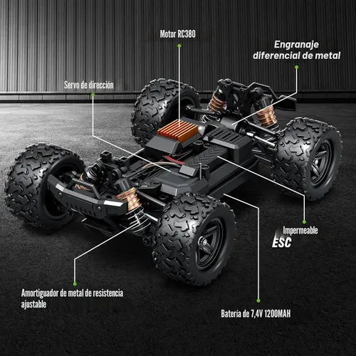 Vista 6 de X-TMAGA 1:18 Auto de control remoto todo terreno para adultos y niños (HS18305), 4WD Camión de control remoto todoterreno de alta velocidad de más