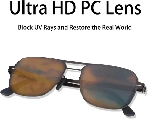 Vista 2 de Memory Metal Polarized UV400 Protective Silicone Nose Aviator Square Sunglasses for Men Women
