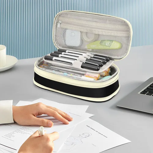 Vista 7 de FINPAC Estuche para lápices expandible, caja de lápices de gran capacidad, bolsa de almacenamiento para bolígrafos y marcadores, organizador
