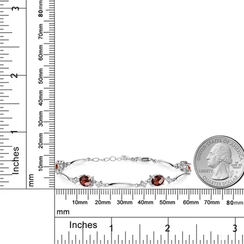 Vista 78 de Gem Stone King 925 Sterling Silver Gemstone Birthstone and White Created Sapphire Tennis Bracelet For Women Oval 7X5MM and 2MM 6 Inch + 1 Inch