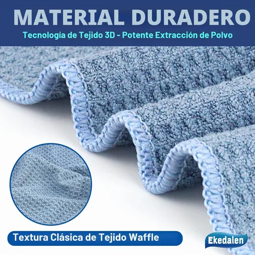 Vista 3 de Ekedalen Paño de limpieza de microfibra tejido de gofre para quitar el polvo, toalla absorbente de secado rápido, trapos de polvo para la cocina