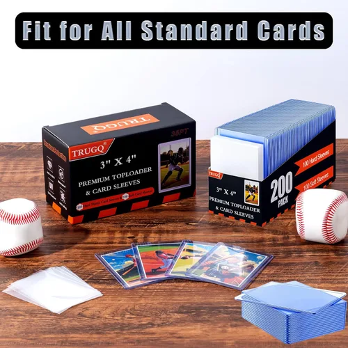 Vista 7 de 400 Fundas para Tarjetas con Carga Superior, Protectores de Tarjetas de Béisbol de 7.62 cm x 10.16 cm, Porta Tarjetas Duro de Plástico Premium
