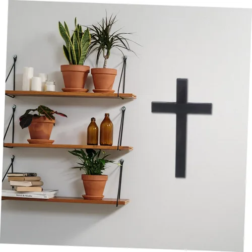 Vista 8 de IMIKEYA Adornos de cruz negra decoración negra decoración de cruz colgante de pared crucifijo para colgar en la puerta, decoración de escritorio