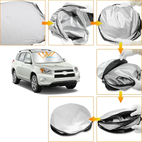 Vista 6 de D-Lumina - Parasol para parabrisas para Toyota RAV4 2006-2012 Foldable Front Sun Visor Protector Blocks UV Rays, RAV-4 SUV Interior Accessories